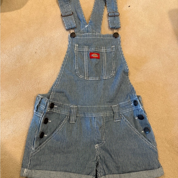 Striped Denim Overalls shorts - Picture 2 of 3